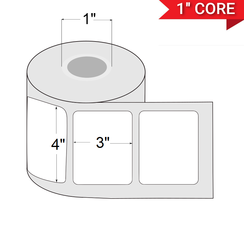 4" x 3" Direct Thermal Labels (1" Core)