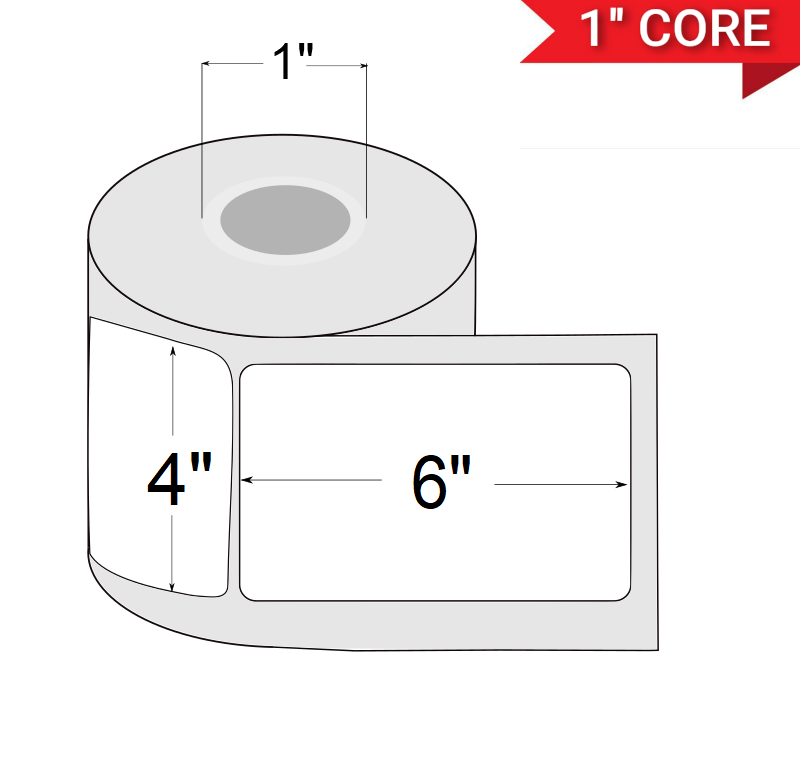 4" x 6" Direct Themal Labels (White) (1" Core)